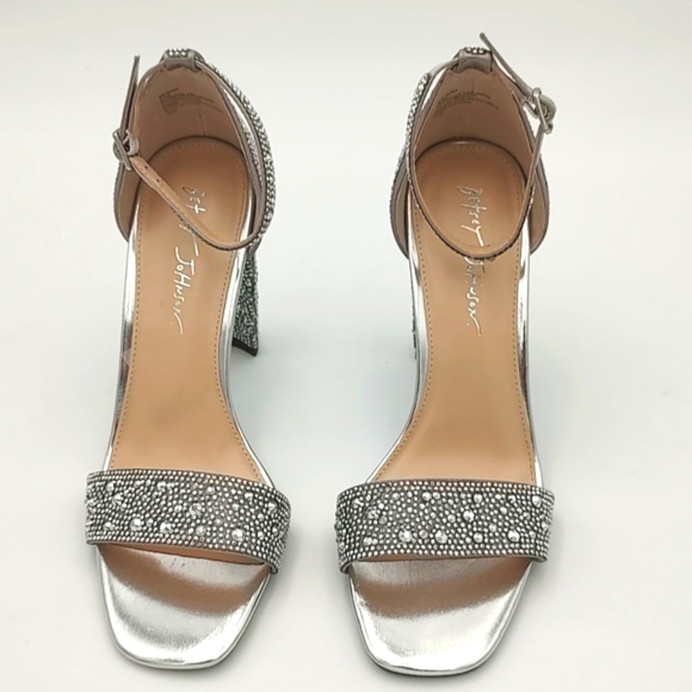 Betsey Johnson Silver Rhinestone Rina Heels 8.5 New - Picture 3 of 15